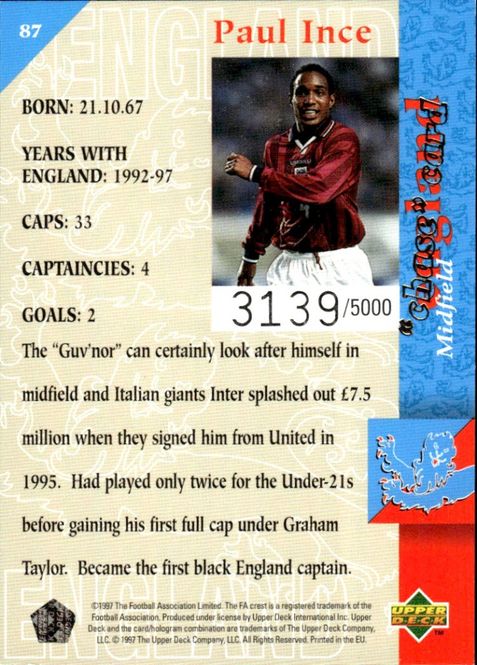 Hovedbilde 1997-98 Upper Deck England Three Lions #3139/5000 ...