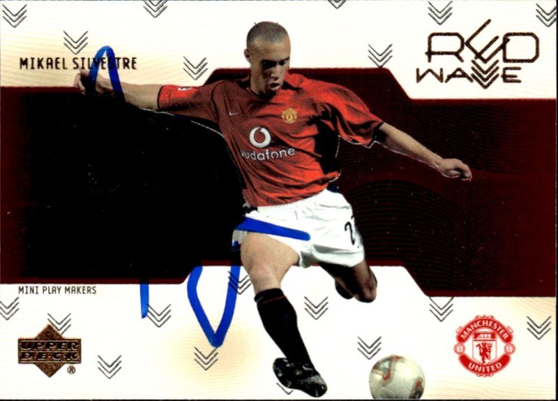 2003 Upper Deck Manchester United Mini Play Makers Red Wave Mikael Silvestre ON CARD AUTO