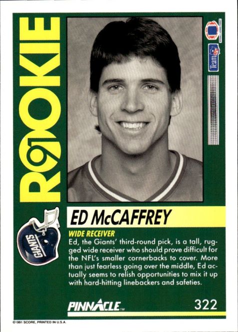 Hovedbilde 1991 Pinnacle #322 Ed McCaffrey RC Rookie Giants ...