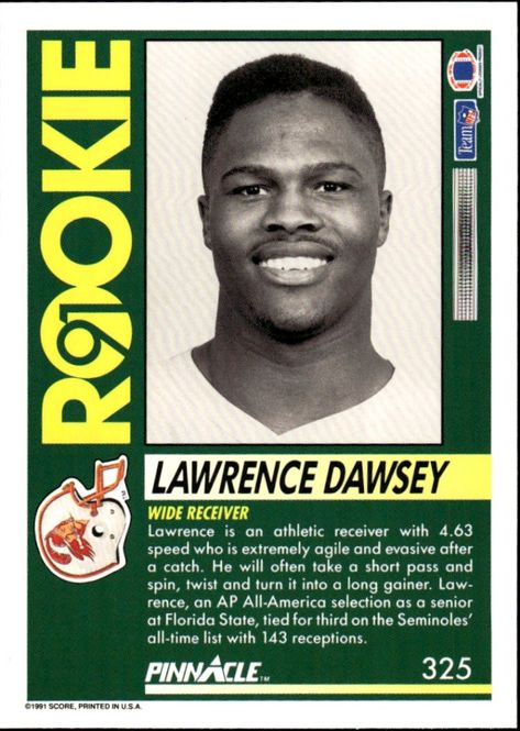 Hovedbilde 1991 Pinnacle #325 Lawrence Dawsey RC Rookie ...