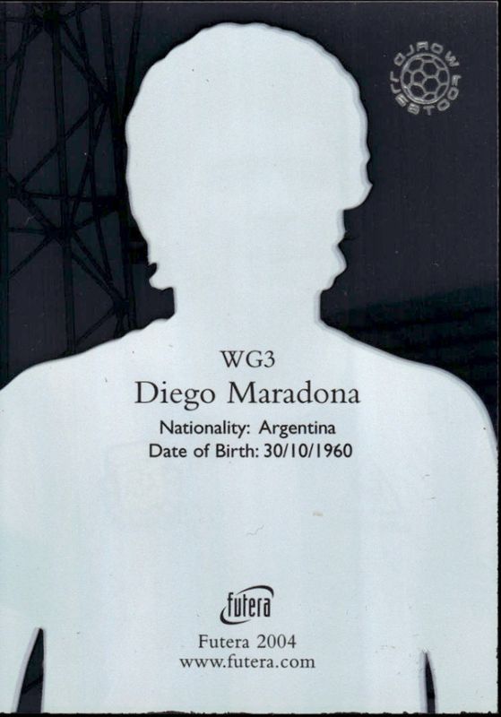 2004 Futera World Football World Greats Diego Maradona #WG3