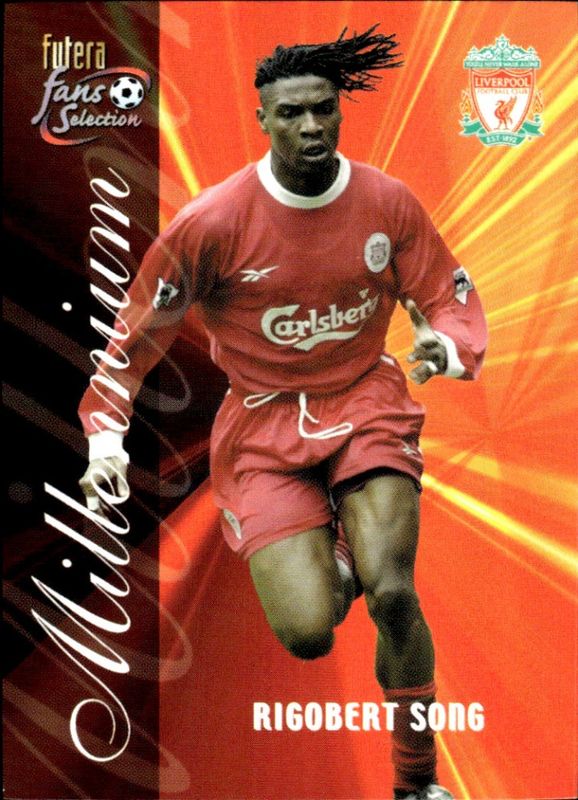 2000 Futera Fans Selection Liverpool Millennium Foil Rigobert Song #146 22 CARAT GOLD GILDED EDGES