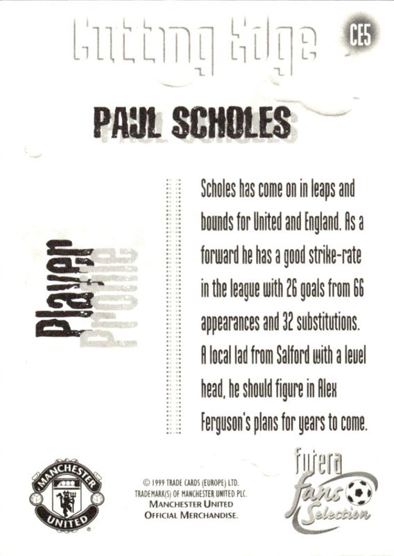 1999 Futera Fans Selection Manchester United Cutting Edge Paul Scholes #CE5 EMBOSSED 