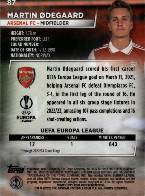 Main Image Topps Chrome Stadium Club Football CL 22/23 No. ...
