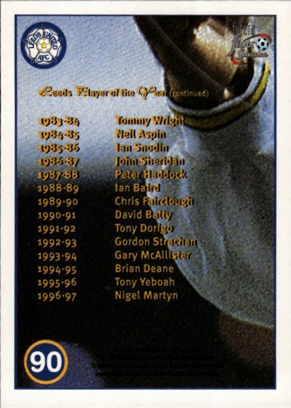 Futera 1998 LEEDS Fans Selection Player / Stadium Montage cards 82-90