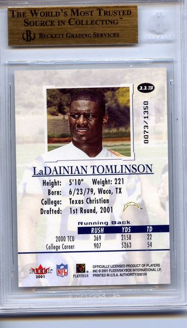 Main Image 2001 FLEER AUTHORITY LADAINIAN TOMLINSON #113  ...