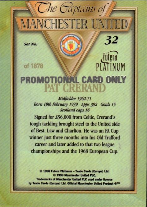 Main Image 1998 Futera Platinum The Captains of Manchester ...