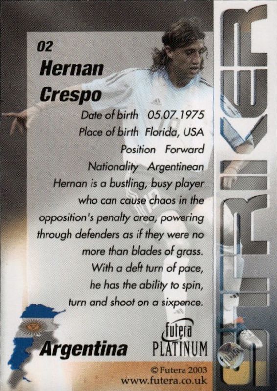 2003 Futera Platinum Hernan Crespo #02 