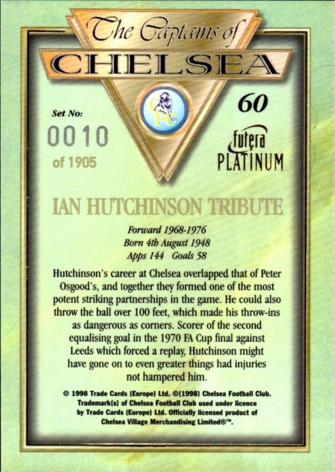 Main Image 1998 Futera Platinum The Captains of Chelsea ...