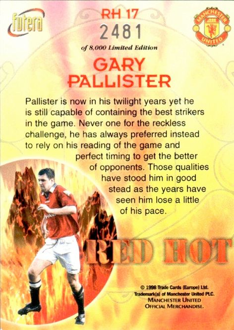 Hovedbilde Gary Pallister Red Hot 98 RH17 #2481/8000