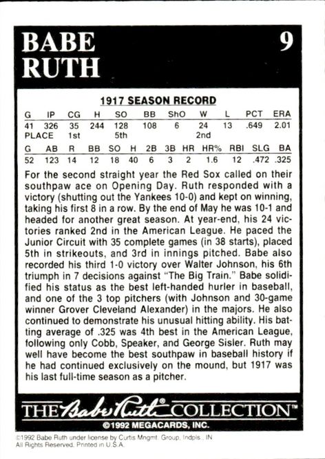 Hovedbilde 1992 The Babe Ruth Collection # 9 Year in Review
