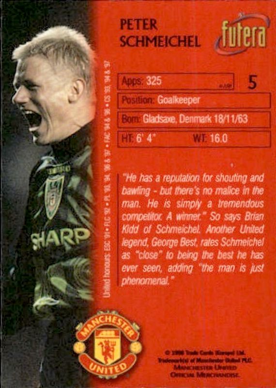 1998 Futera Manchester United Chrome Foil Peter Schmeichel #5 players edition /500