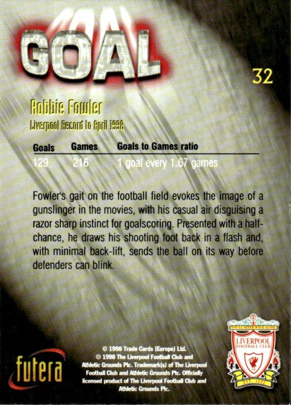 1998 Futera Liverpool Goal Robbie Fowler #32 