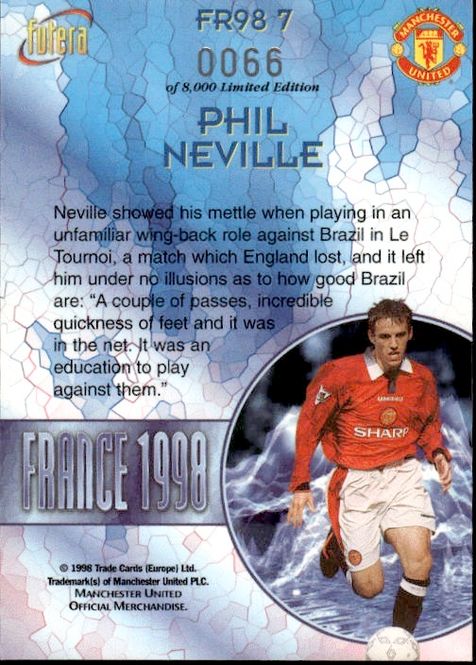Hovedbilde Phil Neville France 98 FR7 #0066/8000