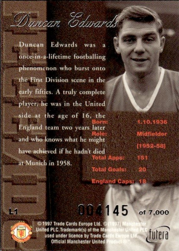 DUNCAN EDWARDS Legends L1 Silver #4145/7000