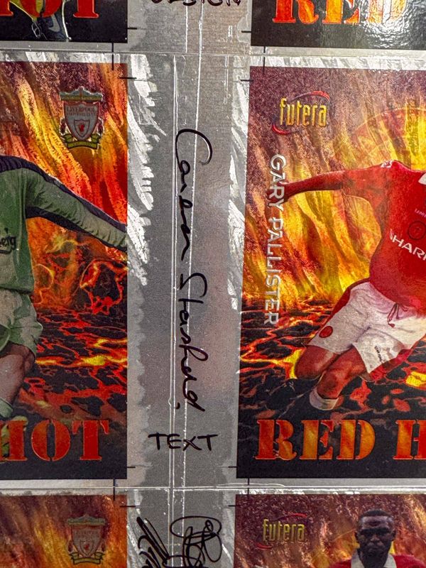FUTERA 1998 FRANCE / RED HOT MANCHESTER UNITED/ LIVERPOOL UNCUTT SHEET #9 OF 25 MADE  