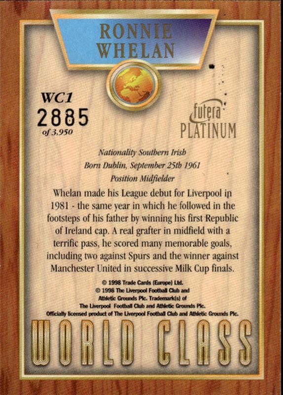 RONNIE WHELAN FUTERA 1998 WORLD CLASS WC1 #2885/3950