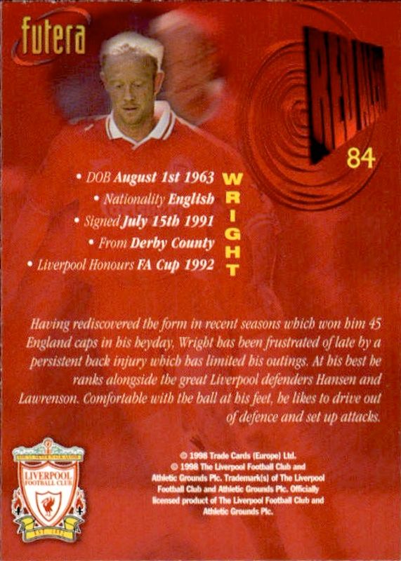 1998 Futera Liverpool Red Alert Mark Wright #84