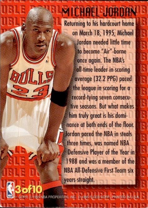 Main Image 1995-96 Fleer Ultra Michael Jordan Double Trouble ...