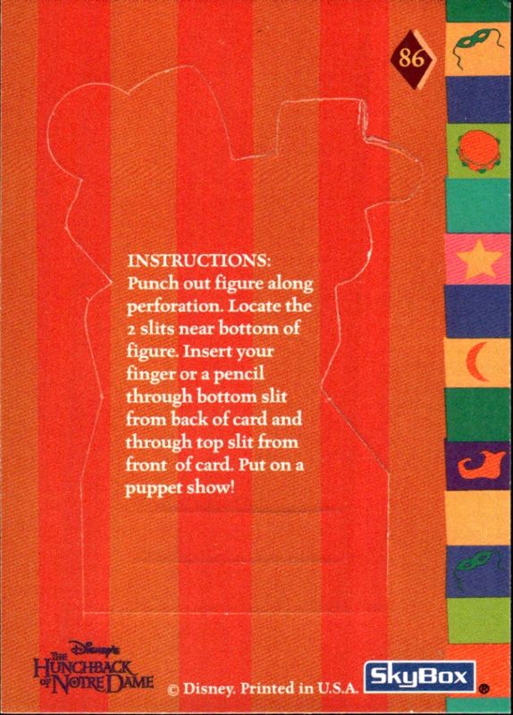 1996 SkyBox The Hunchback of Notre Dame Clorin #86 Punch Out Trading Card