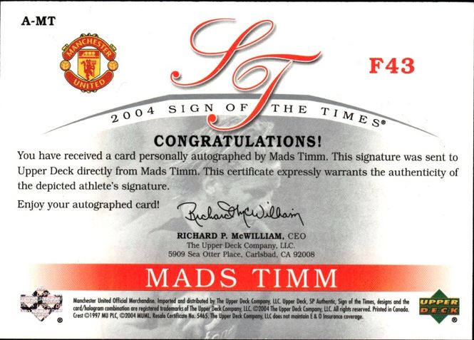Main Image 2004 SP Authentic Manchester United Sign of the ...