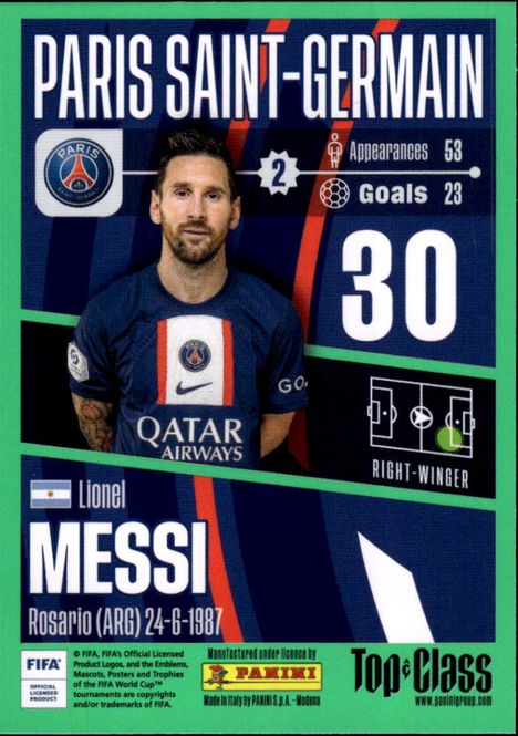 Main Image Lionel Messi Card Panini Top Class 2023 #98