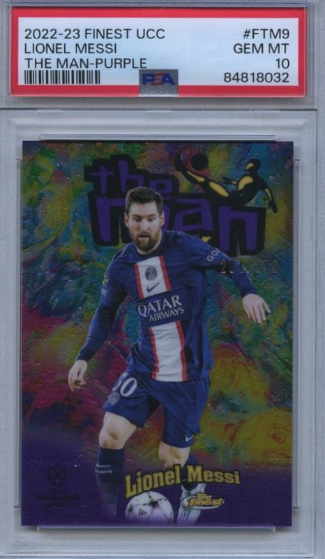 2022-23 Finest UCC Lionel Messi PSA 10 The Man Purple Refractor #204/299