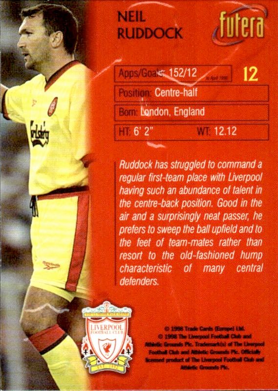 1998 Futera Liverpool Neil Ruddock #12 EMBOSSED