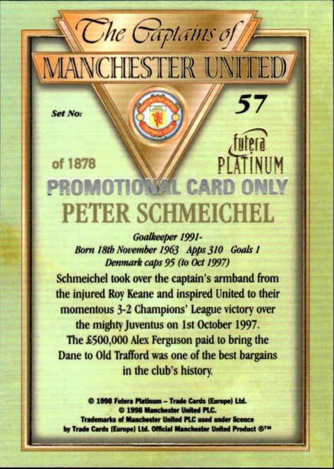Hovedbilde 1998 Futera Platinum The Captains of Manchester ...