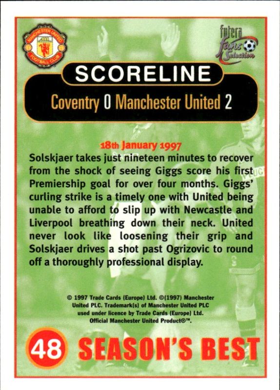 OLE GUNNAR SOLSKJÆR FUTERA FANS SELECTION 1997 #48