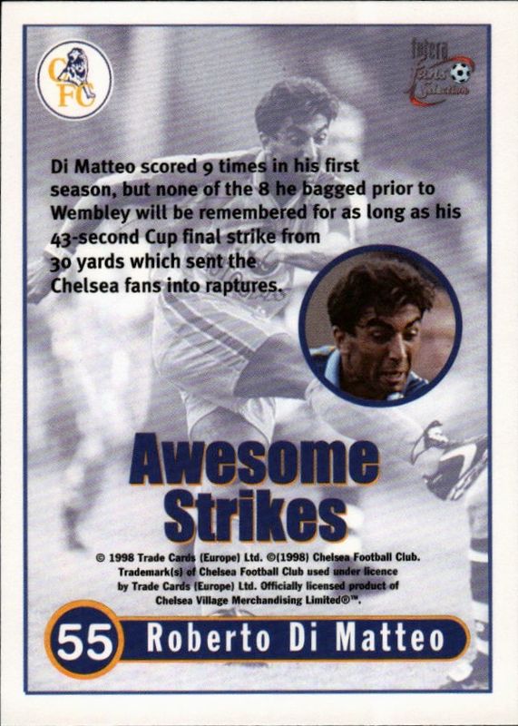 1998 Futera Fans Selection Chelsea Awesome Strikes Roberto Di Matteo #55