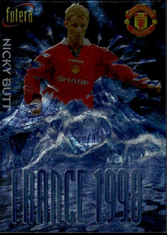 NICKY BUTT 1998 Futera Soccer Card Insert MANCHESTER UTD #1825/8000
