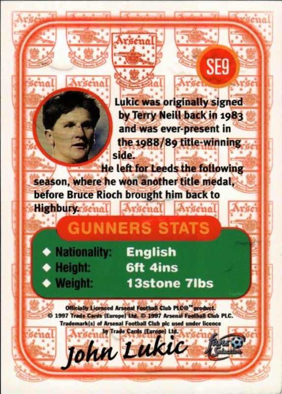 FUTERA-ARSENAL 1997- #SE09-JOHN LUKIC