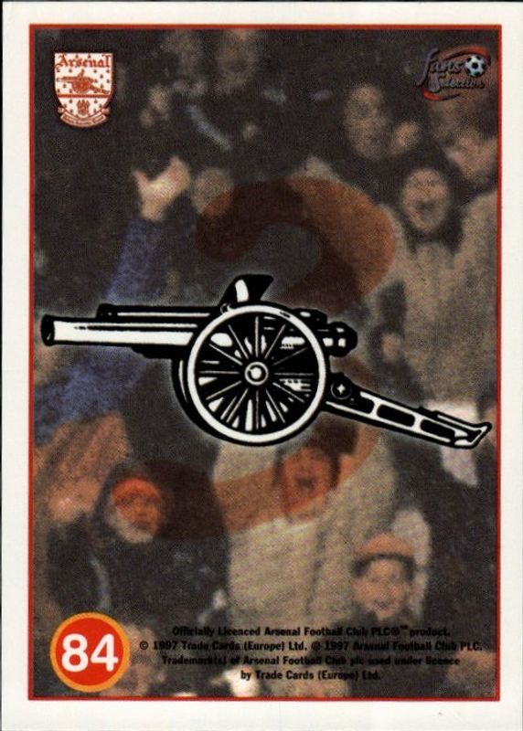 Futera 1997 Arsenal Fans Selection Player / Stadium Montage cards 82-90