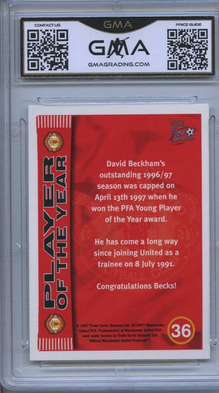 David Beckham 1997-98 Futera Fans Selection Manchester United GMA NM-MT 8 #36 