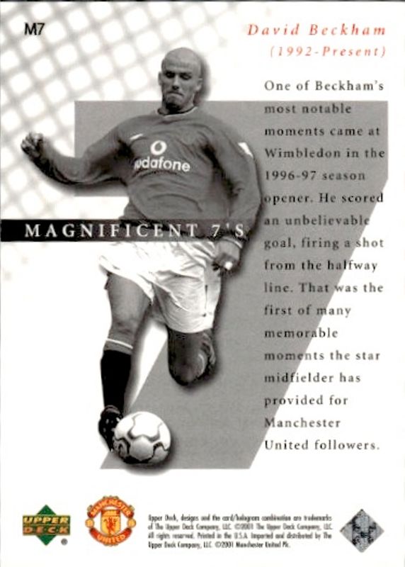 David Beckham 2001 Upper Deck Manchester United Magnificent 7's