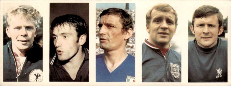 1970 World Cup Souvenirs 5 Card Panels Helmut Haller Paul Van Himst
