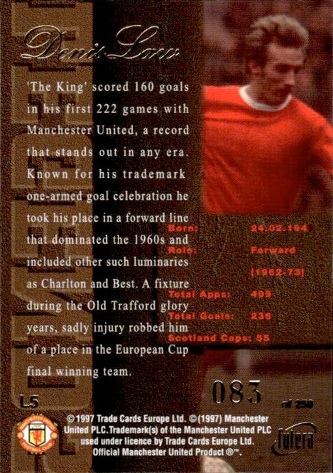 Hovedbilde FUTERA 1997 LEGENDS DENIS LAW 3 CARD SETT ...