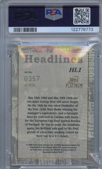 Main Image 1998 Futera Manchester United Platinum Headlines ...