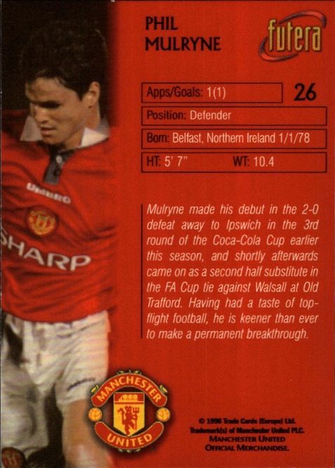 Hovedbilde FUTERA MANCHESTER UNITED 1998 PHIL MULRYNE NO.26