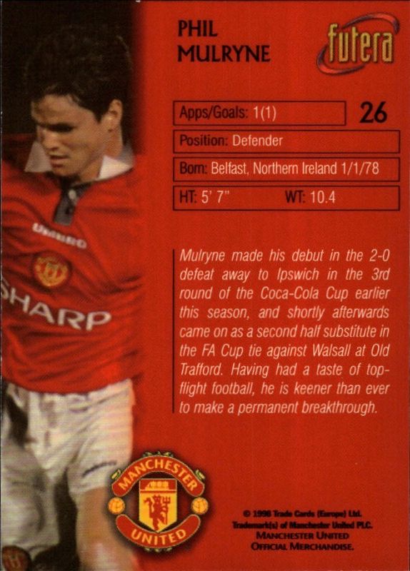 FUTERA MANCHESTER UNITED 1998 PHIL MULRYNE NO.26
