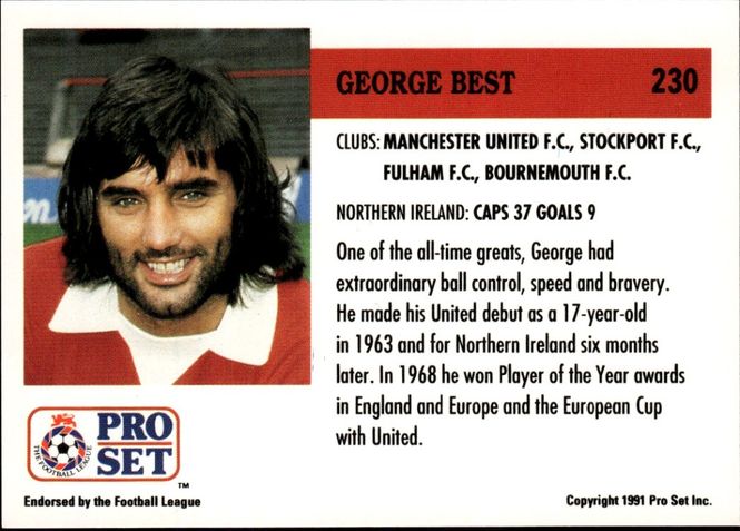 Hovedbilde 1991-92 Pro Set English League George Best #230