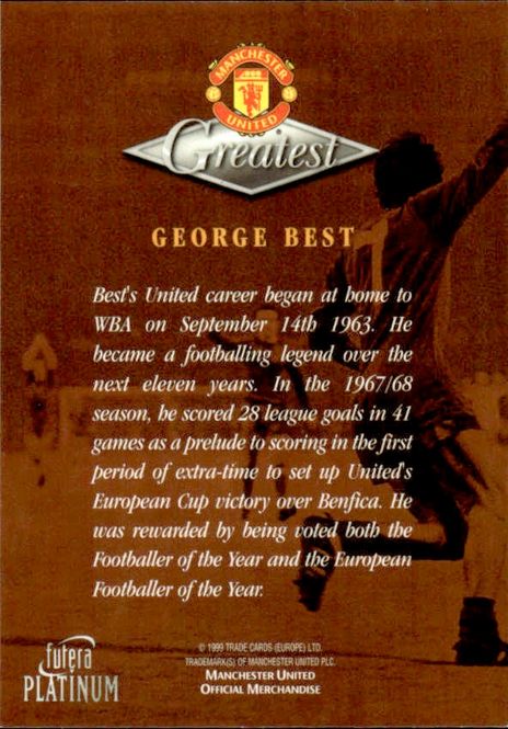 Hovedbilde 1998-99 Futera Platinum Manchester United ...