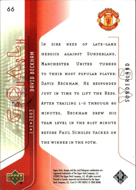 Main Image 2003 Upper Deck Manchester United Goal Rush #66 ...