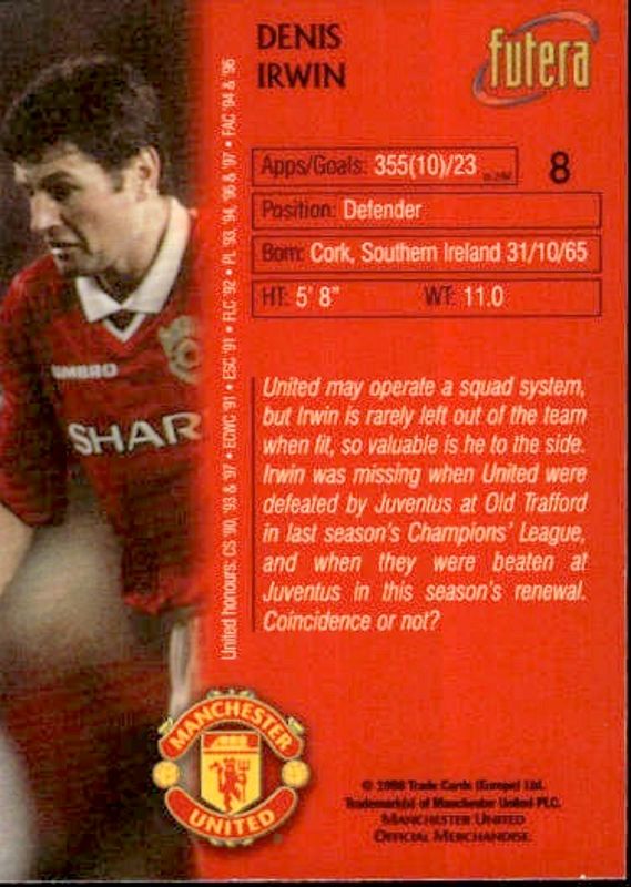 Futera - Manchester Utd Cards 1997 No16 - Denis Irwin
