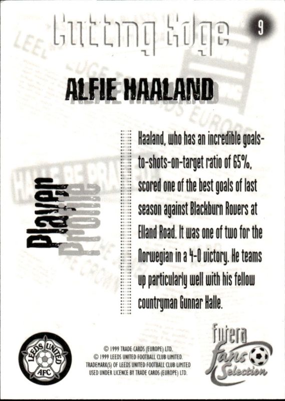 1999 Futera Fans Selection Leeds United Cutting Edge Alf Inge Haaland Alfie #9