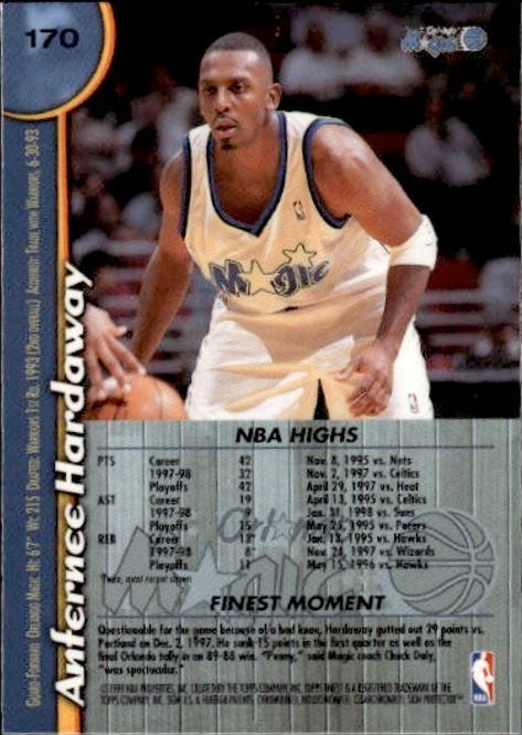 Main Image 1999 Topps Finest: #170 Anfernee Hardaway ...