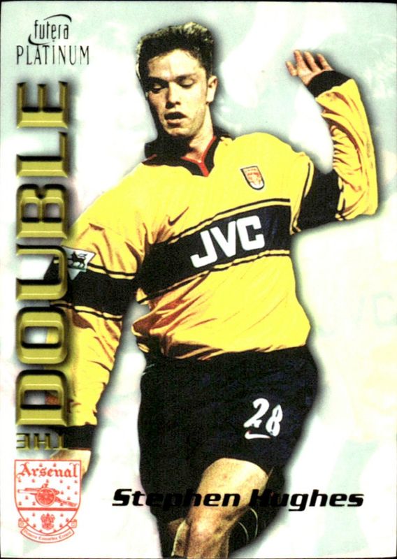 1998 Futera Platinum Arsenal The Double /250 22 carat gold edges Stephen Hughes #DB7 