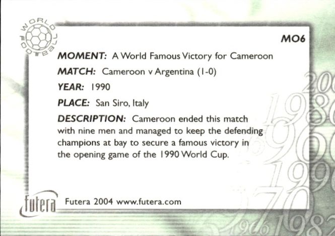 Hovedbilde Futera 2004 moments in football cameron v ...