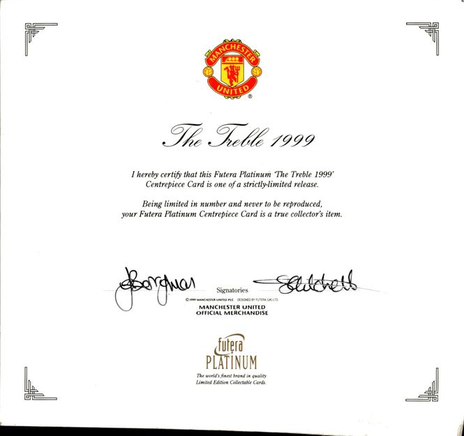 Hovedbilde 1999 Manchester United Treble Futera Platinum ...